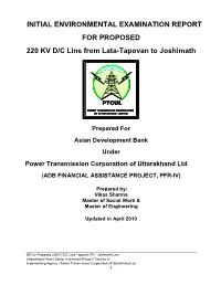 IEE for 220 KV Lata-Tapovan to Joshimath