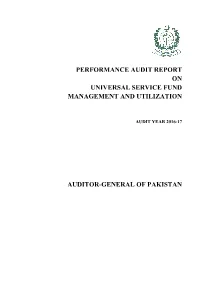 Performance Audit Report on Universal Service Fund Management and Utilization