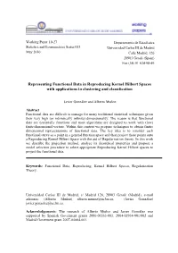 Representing Functional Data in Reproducing Kernel Hilbert Spaces with Applications to Clustering and Classification