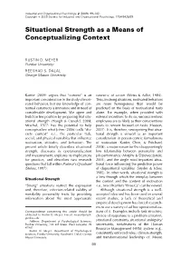 Situational Strength As a Means of Conceptualizing Context