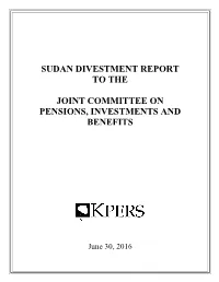 Sudan Divestment Report to the Joint Committee On