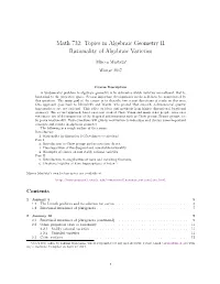 Topics in Algebraic Geometry II. Rationality of Algebraic Varieties