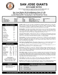 2019 Game Notes