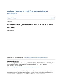Charles Hartshorne, OMNIPOTENCE and OTHER THEOLOGICAL MISTAKES