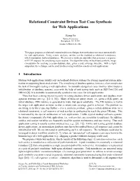 Relational Constraint Driven Test Case Synthesis for Web Applications