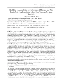 The Effect of Accessibility on Performance of Maternal and Child Health Policy Implementation in East Nusa Tenggara Province, Indonesia