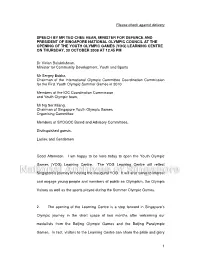 1 Please Check Against Delivery SPEECH by MR TEO CHEE HEAN