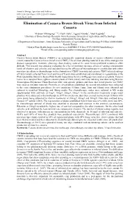 Elimination of Cassava Brown Streak Virus from Infected Cassava
