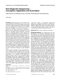 HLA Diagnostic Sequencing ± Conception, Application and Automation