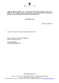 JOSÉ DE MELLO SAÚDE, S.A., in Accordance with Royal Legislative Decree No