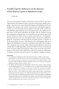 Possible Ugaritic Influences on the Hurrian of Ras Shamra-Ugarit in Alphabetic Script