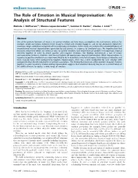 The Role of Emotion in Musical Improvisation: an Analysis of Structural Features