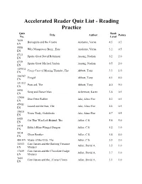 Accelerated Reader Quiz List - Reading Practice Quiz Book Title Author Points No