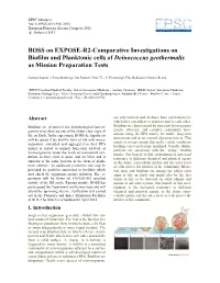 BOSS on EXPOSE-R2-Comparative Investigations on Biofilm and Planktonic Cells of Deinococcus Geothermalis As Mission Preparation Tests