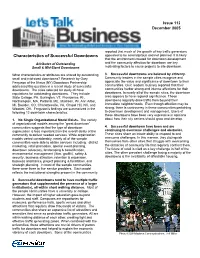 Characteristics of Successful Downtowns Appeared to Be Serendipitous and Not Planned