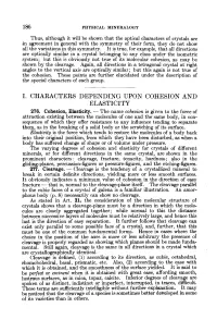 Characters Depending Upon Cohesion and Elasticity of Minerals