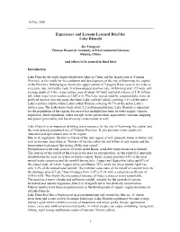 Experience and Lessons Learned Brief for Lake Dianchi