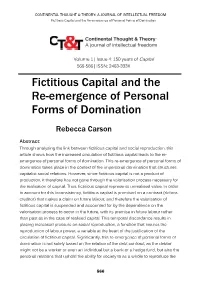 Fictitious Capital and the Re-Emergence of Personal Forms of Domination