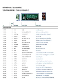 Lae Polling Schedule 2012