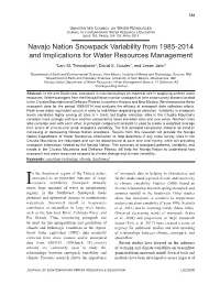 Navajo Nation Snowpack Variability from 1985-2014 and Implications for Water Resources Management *Lani M