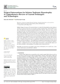 Surgical Interventions for Inferior Turbinate Hypertrophy: a Comprehensive Review of Current Techniques and Technologies