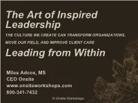 The Art of Inspired Leadership Leading from Within
