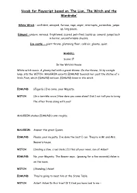 Vocab for Playscript Based on 'The Lion, the Witch and the Wardrobe'