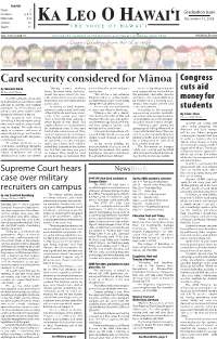 Card Security Considered for Mānoa