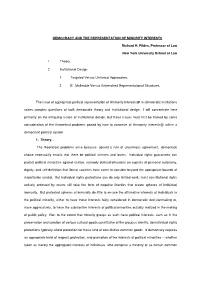 Democracy and the Representation of Minority Interests