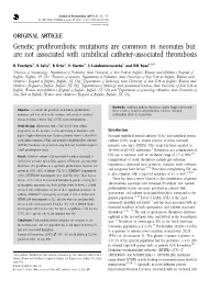 Genetic Prothrombotic Mutations Are Common in Neonates but Are Not Associated with Umbilical Catheter-Associated Thrombosis