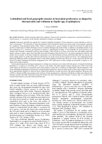 Latitudinal and Local Geographic Mosaics in Host Plant Preferences As Shaped by Thermal Units and Voltinism Papilioin Spp