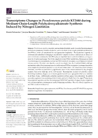 Transcriptome Changes in Pseudomonas Putida KT2440 During Medium-Chain-Length Polyhydroxyalkanoate Synthesis Induced by Nitrogen Limitation