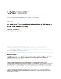 An Analysis of First Amendment Jurisprudence on the Supreme Court Case of Locke V