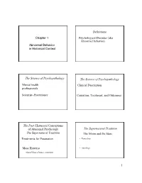 Chapter 1 Abnormal Behavior in Historical Context Definitions