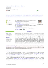 Effects of Listening/Reading Comprehension and Morphological Awareness on First Graders’ Writing to Dictation: a Comparison of the Effect of Memorization