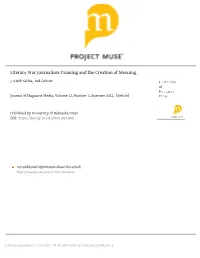 Literary War Journalism: Framing and the Creation of Meaning J