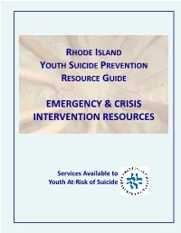 Rhode Island Emergency & Crisis Intervention Resources