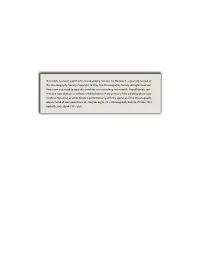 This Article Has Been Published in Oceanography, Volume 23