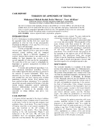 Torsion of Appendix of Testis