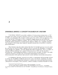 Universal Service: a Concept in Search of a History