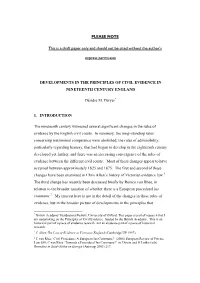 Déirdre M. Dwyer, Developments in the Principles of Civil Evidence In