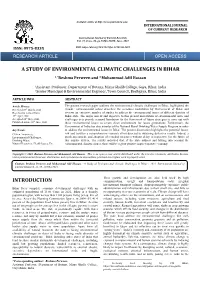 F ENVIRONMENTAL CLIMATIC CHALLENGES in BIHAR 1,*Reshma Perween and 2 Mohammad Adil Hassan