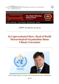 GWPF-Head of World Meteorological Organization Slams Climate