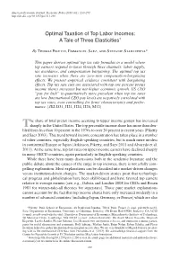 Optimal Taxation of Top Labor Incomes: a Tale of Three Elasticities†