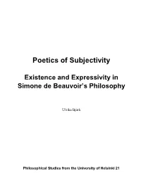 Poetics of Subjectivity. Existence and Expressivity in Simone De
