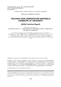 Teaching High-Temperature Materials Chemistry at University