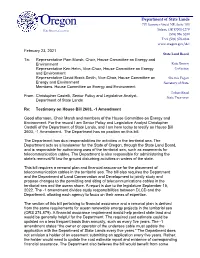 Testimony on House Bill 2603, -1 Amendment