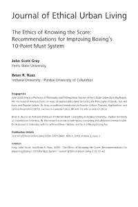 The Ethics of Knowing the Score: Recommendations for Improving Boxing’S 10-Point Must System