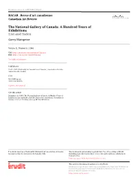 The National Gallery of Canada: a Hundred Years of Exhibitions: List and Index
