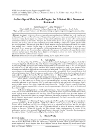 An Intelligent Meta Search Engine for Efficient Web Document Retrieval